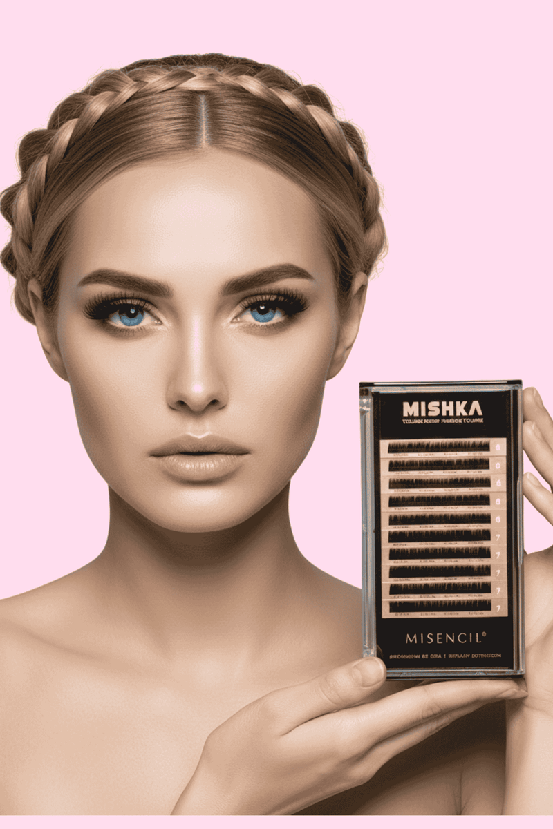 Model wearing Misencil MISHKA volume lash extensions