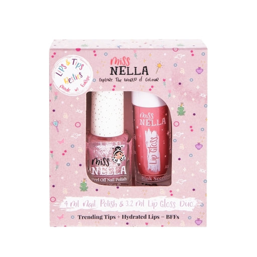 Miss Nella - Besties Duo Lip Gloss Pink Secret + Peel Off Nail Polish | Health & Beauty
