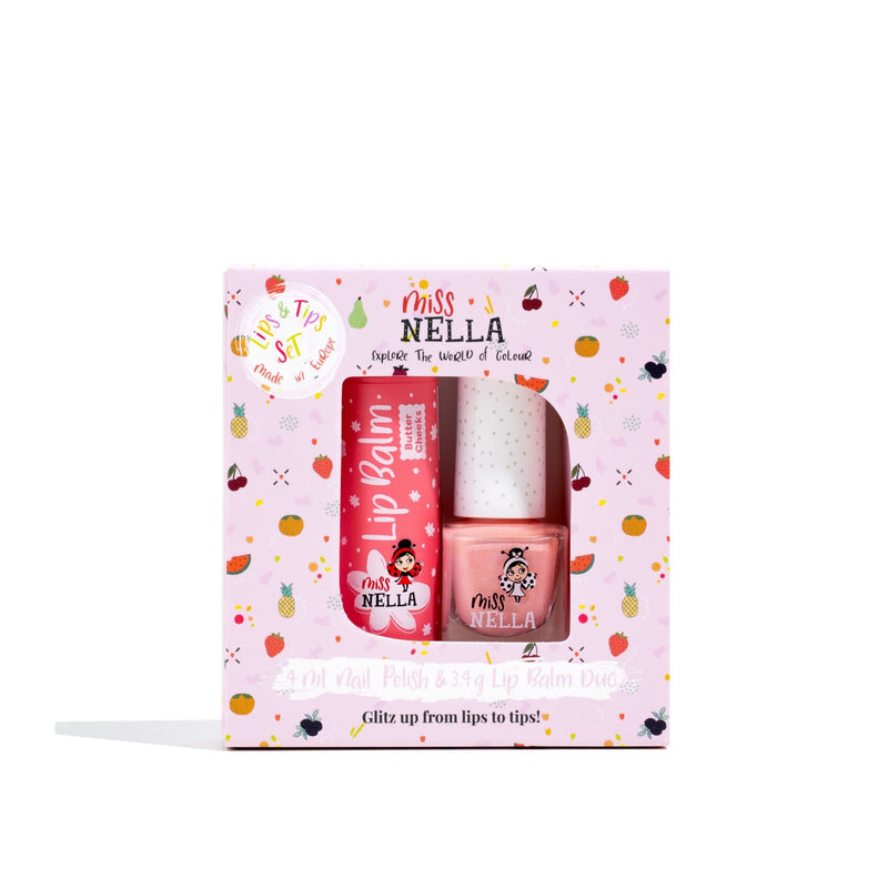 Miss Nella - Lips & Tips Duo Lip Balm Butter cheeks + 1 Varrying Nail Polish