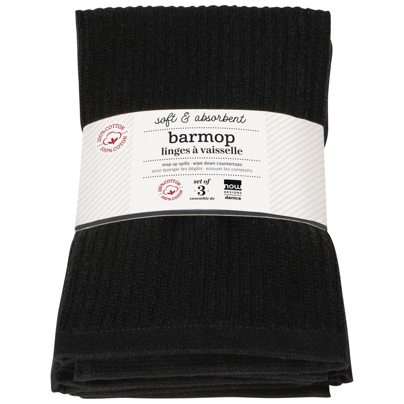 Now Designs - Utility Barmops Large Black Set of 3