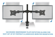 Mount - IT - Dual Monitor Clamp Stand up to 27" - Black Electronics