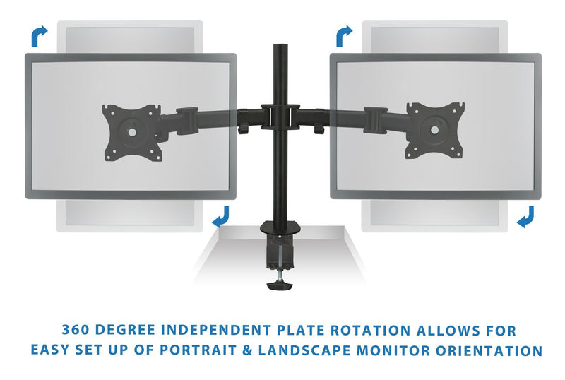 Mount - IT - Dual Monitor Clamp Stand up to 27" - Black Electronics
