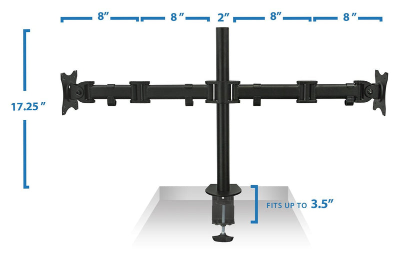 Mount - IT - Dual Monitor Clamp Stand up to 27" - Black Electronics