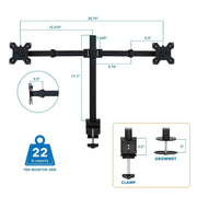 Mount - IT - Dual Monitor Clamp Stand up to 32" - Black Electronics