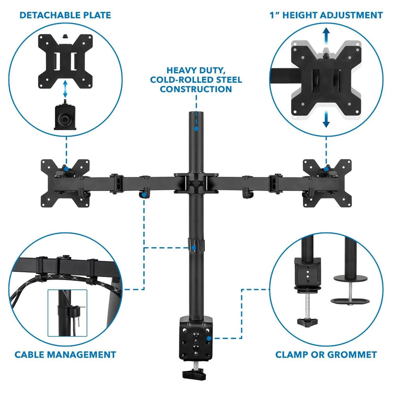 Mount - IT - Dual Monitor Clamp Stand up to 32" - Black Electronics