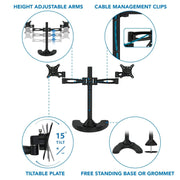 Mount - IT - Dual Monitor Stand Full Motion up to 27" - Black Electronics