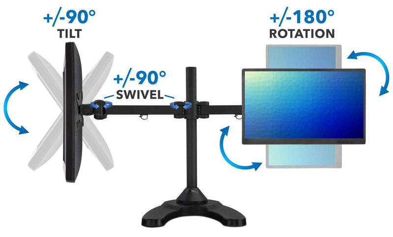 Mount - IT - Dual Monitor Stand up to 24" - Black Electronics