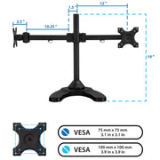 Mount - IT - Dual Monitor Stand up to 24" - Black Electronics