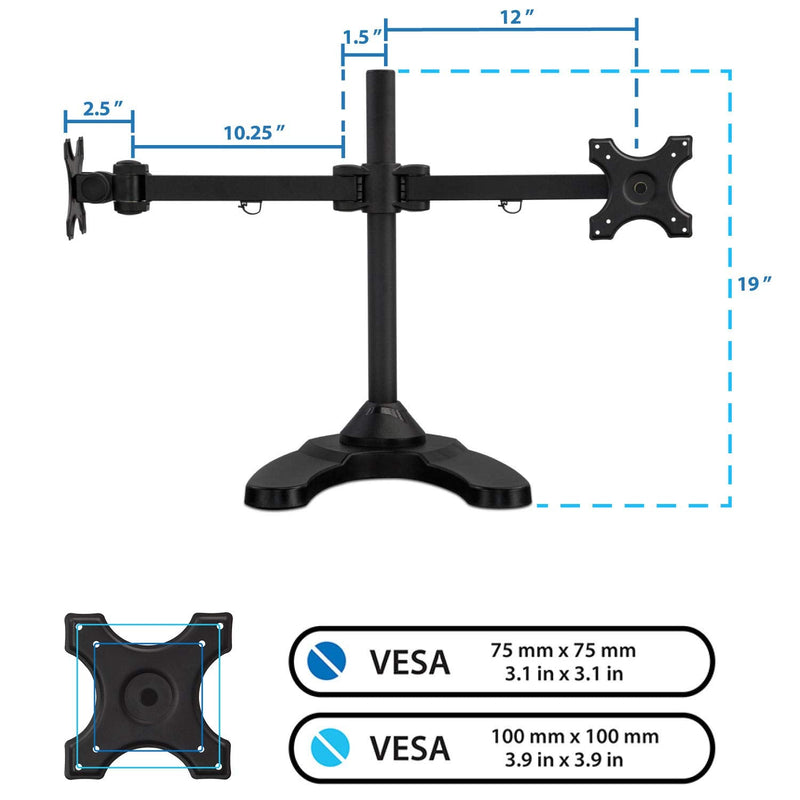Mount - IT - Dual Monitor Stand up to 24" - Black Electronics