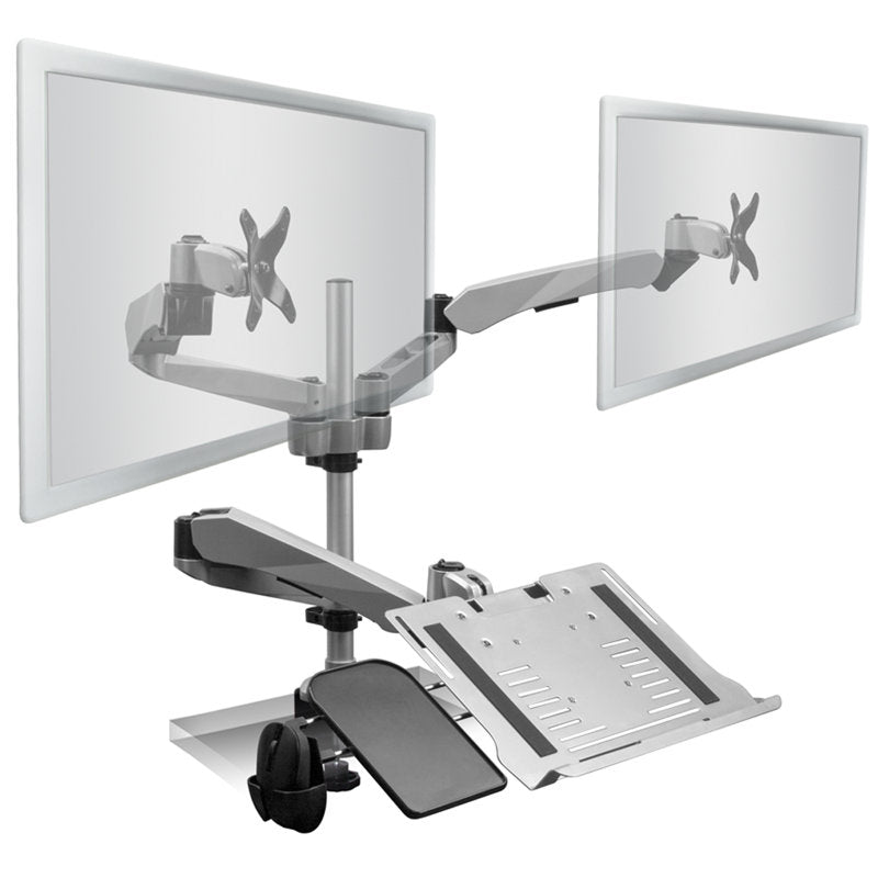 Mount-It! MI-75926 dual monitor and laptop tray mount; monitors and laptop not included