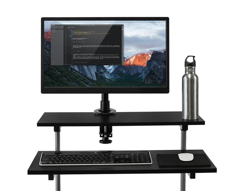 Mount - IT - Rolling Workstation with Monitor Mount & 4 Levels - Black Electronics