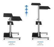Mount - IT - Rolling Workstation with Monitor Mount & 4 Levels - Black Electronics