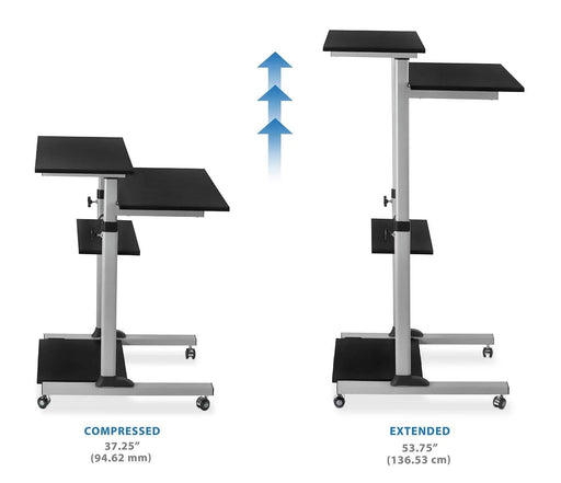 Mount - IT - Rolling Workstation with Monitor Mount & 4 Levels - Black Electronics
