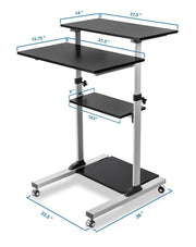 Mount - IT - Rolling Workstation with Monitor Mount & 4 Levels - Black Electronics