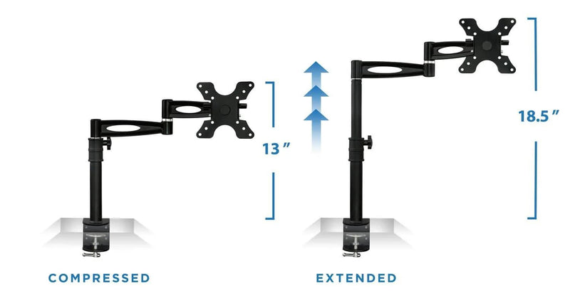 Mount - IT - Single Monitor Clamp Full Motion up to 30" - Black Electronics