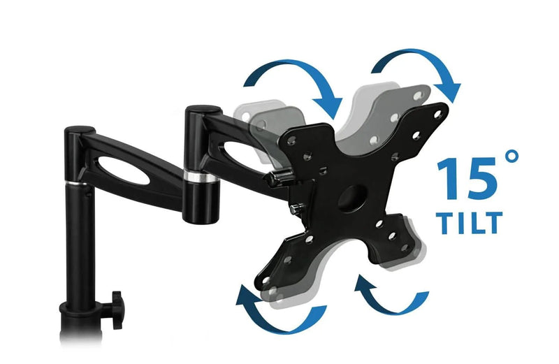 Mount - IT - Single Monitor Clamp Full Motion up to 30" - Black Electronics