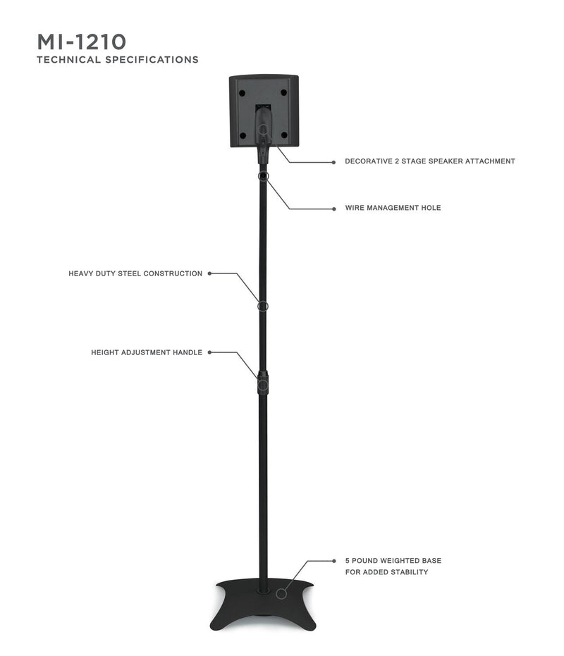 Mount - IT - Universal Speaker Stands (Pair) up to 10 lbs - Black Electronics