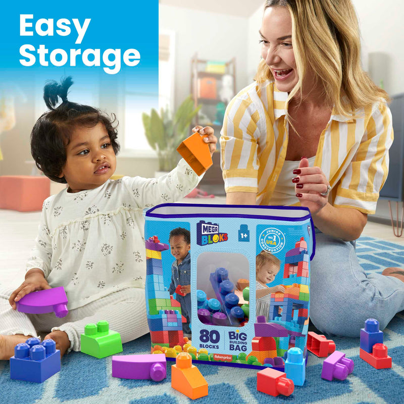 MEGA BLOKS Big Building Bag 80-Piece Set | Classic (DCH63) — reusable bag storage