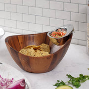 Nambé Harmony Chip & Dip in a display setting; other items shown are sold separately.