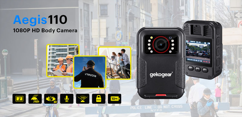myGEKOgear - Aegis 110 HD Body Cam 1080p - IP65- Black - Limolin 