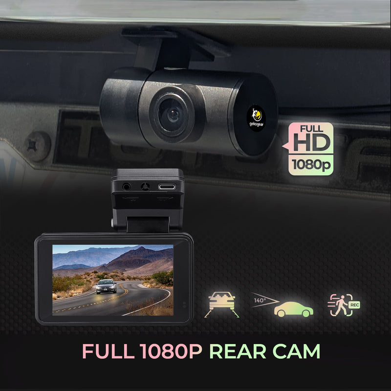 myGEKOgear - Dashcam Orbit D220 2K + 1080p Dual with 32GB Card - Black Electronics