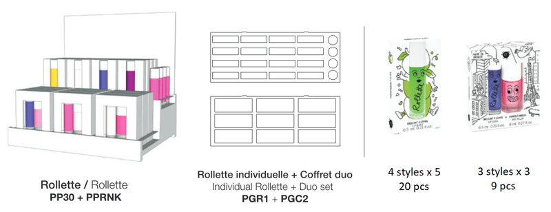 Nailmatic - Kids Nailpolish and Rollette Nail Polish Duo Set Counter Display Health & Beauty