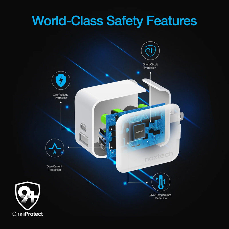Naztech - 30W USB-C PD + 12W USB Fast Wall Charger | White - Limolin 