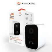Nexxt - Smart Home Outdoor/Indoor Wifi Battery Camera (2 PACK) 1080p IP65 2 Way Comm Night & Motion Sensors Rechargeable Battery - Wall or Desk Use - White Cameras & Optics
