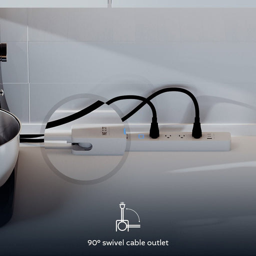 Nexxt - Smart Home Surge Protector 800 Joules with 4 AC Outlets 2x USB - C 1x USB - A Ports Google/Alexa/Siri Voice Controls - White Electronics