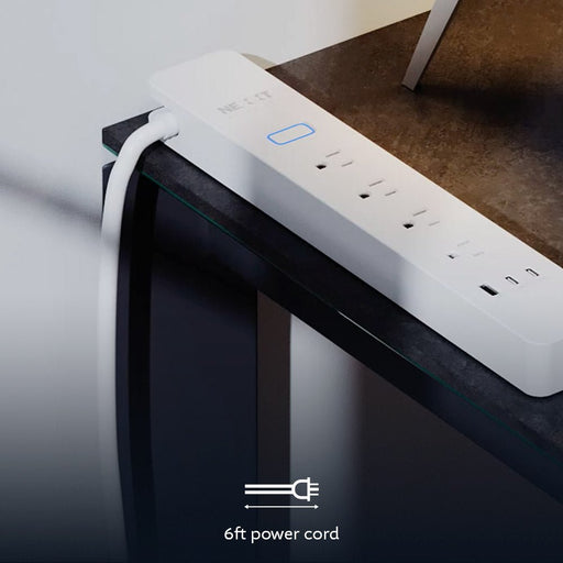 Nexxt - Smart Home Surge Protector 800 Joules with 4 AC Outlets 2x USB - C 1x USB - A Ports Google/Alexa/Siri Voice Controls - White Electronics