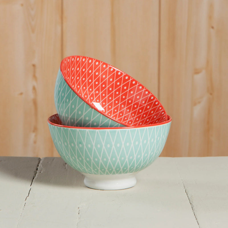 Now Designs - Bowl 4inch Home & Kitchen Blue Geo/Pink