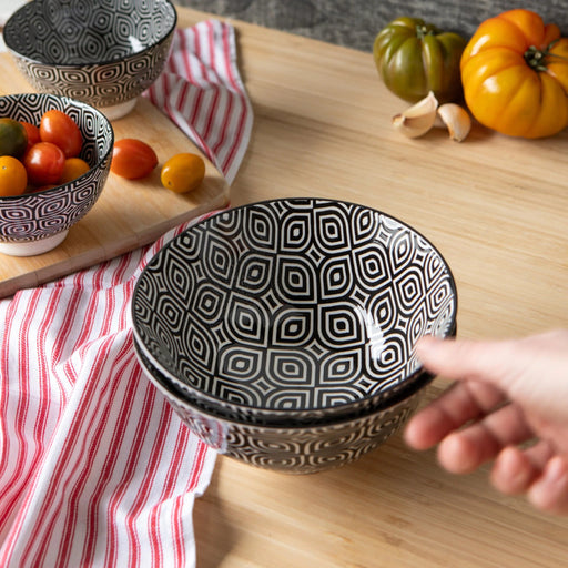 Now Designs - Bowl 6inch Black White Geo Home & Kitchen