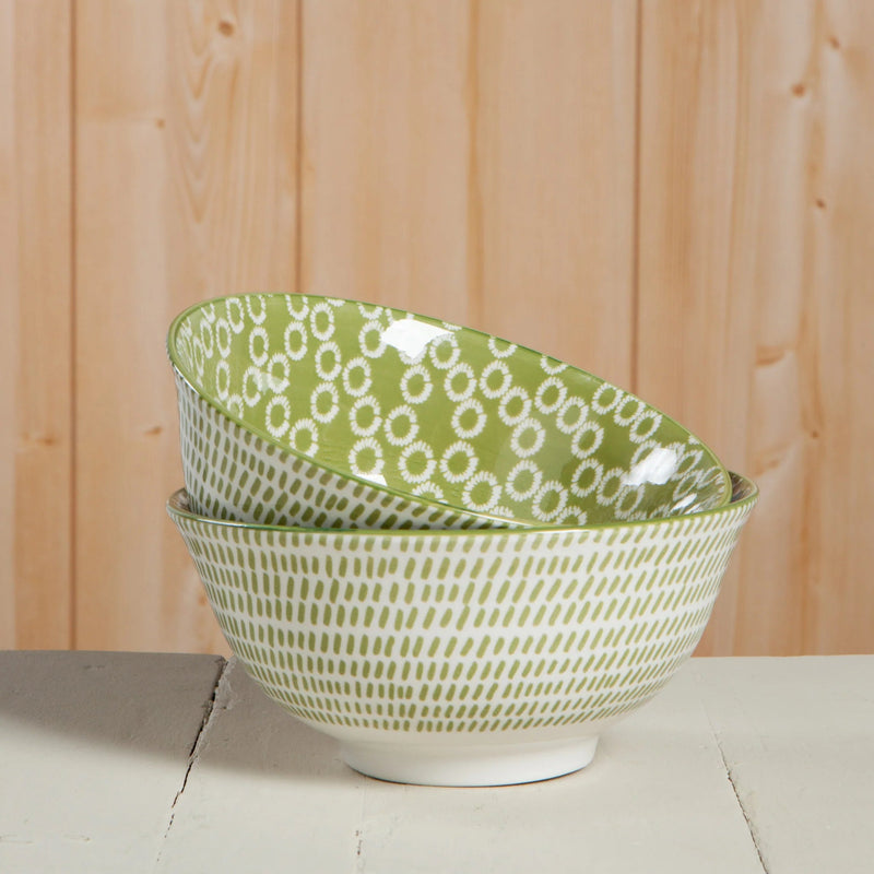 Now Designs - Bowl 6inch Green Rings Home & Kitchen