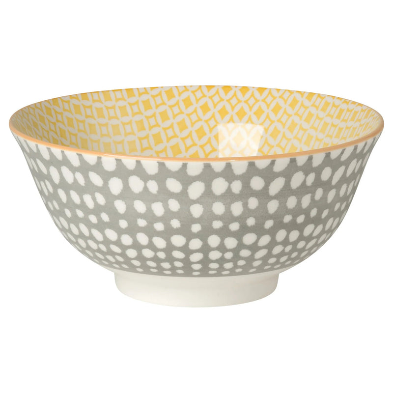 Now Designs - Bowl 6inch Home & Kitchen Gray Dots/Yellow