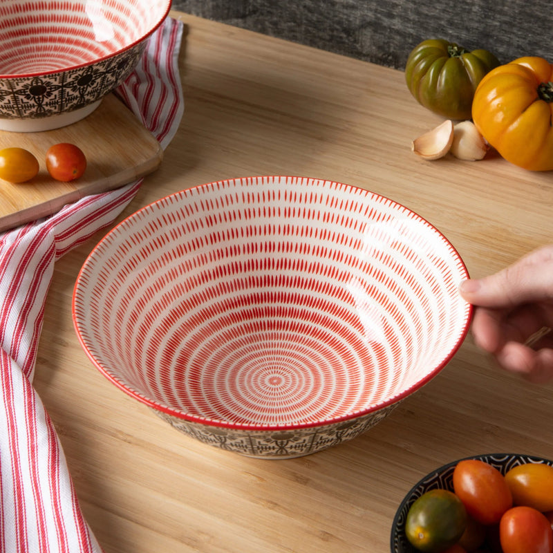 Now Designs - Bowl 8inch Black tile/Red Home & Kitchen