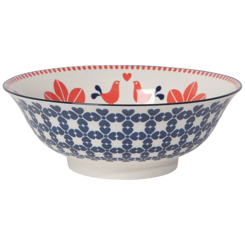 Now Designs - Bowl 8inch Red Navy Bird Home & Kitchen