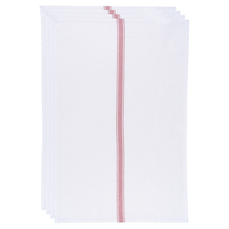 Now Designs - Brooklyn Stripe Poppy Red Dishtowels Set of 4 Home & Kitchen
