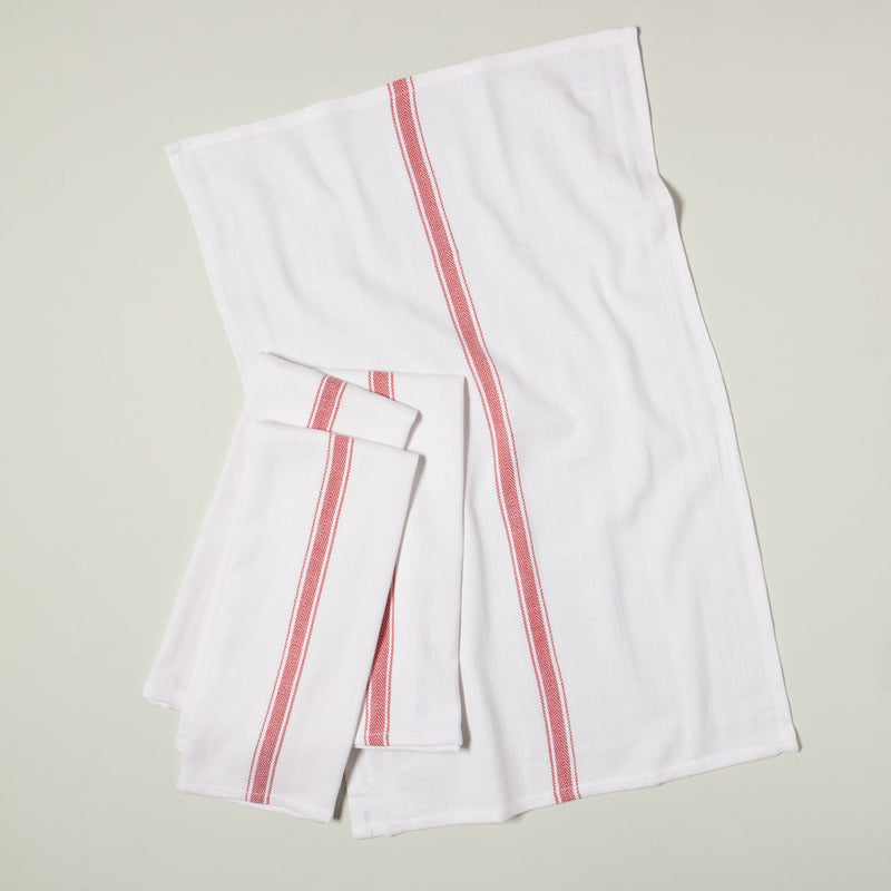 Now Designs - Brooklyn Stripe Poppy Red Dishtowels Set of 4 Home & Kitchen