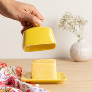 Now Designs - Butter Dish Sq Lemon | Yellow Home & Kitchen