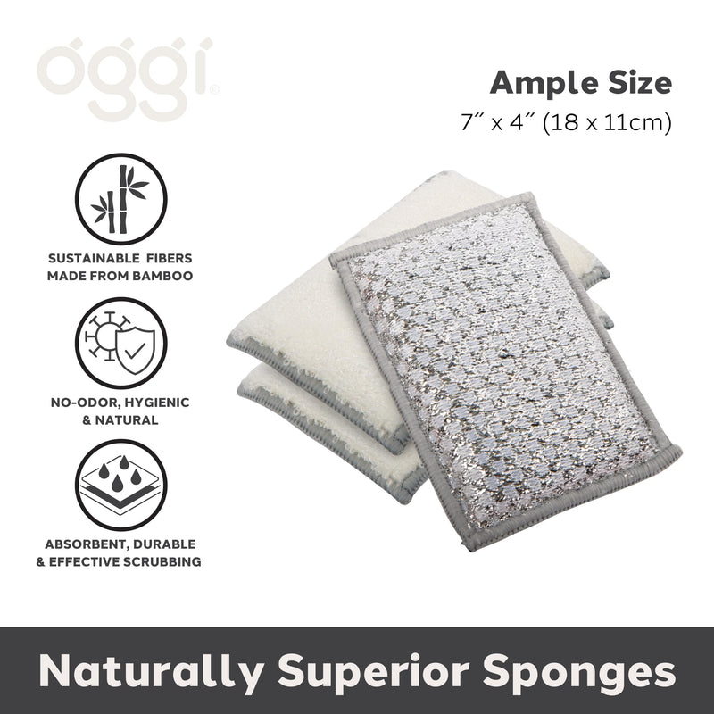 OGGI - Bamboo Scrubbing Sponges Home & Kitchen Gray