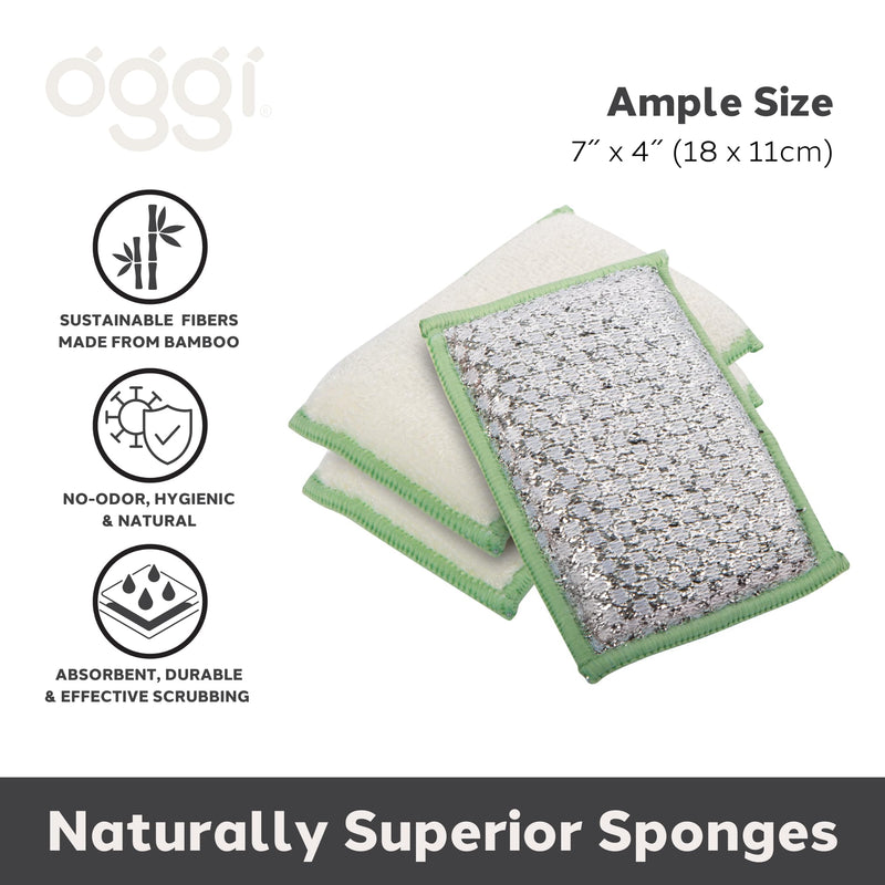 OGGI - Bamboo Scrubbing Sponges Home & Kitchen Gray