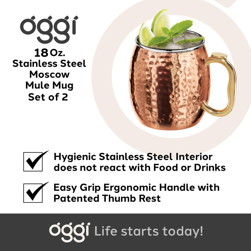 OGGI - Bar™ Moscow Mule Mug Home & Kitchen Set of 2
