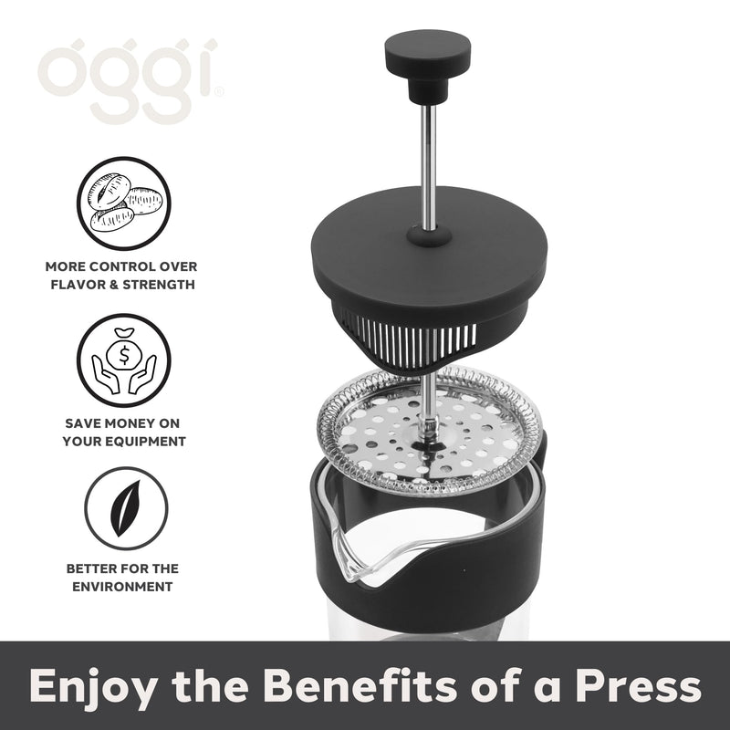 OGGI BREW French Press Coffee Maker - 5 cups Home & Kitchen Grey