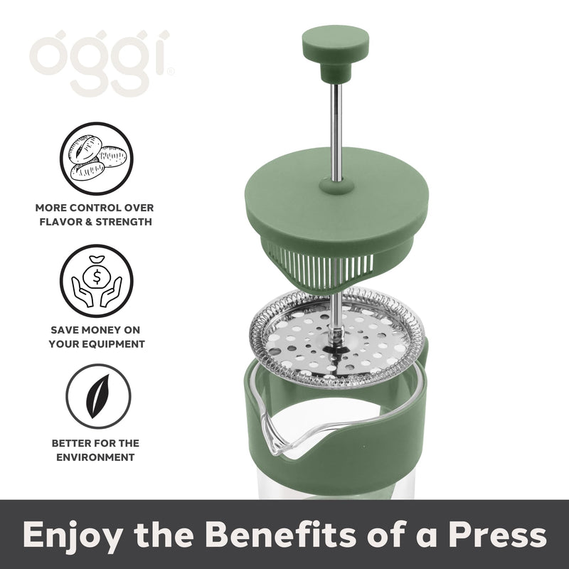 OGGI BREW French Press Coffee Maker - 5 cups Home & Kitchen Grey