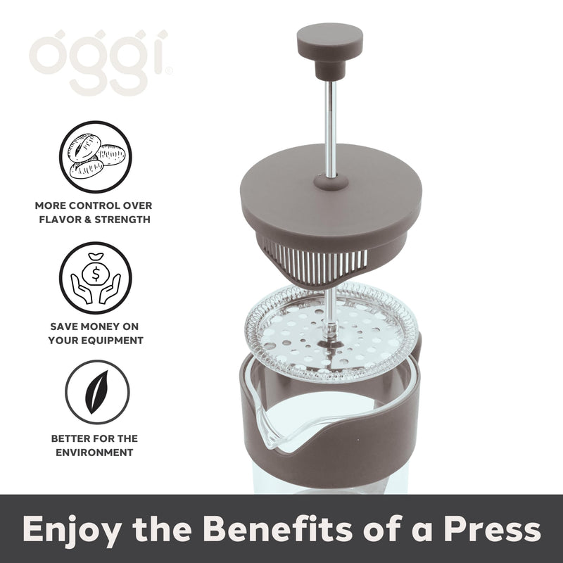 OGGI BREW French Press Coffee Maker - 5 cups Home & Kitchen Grey