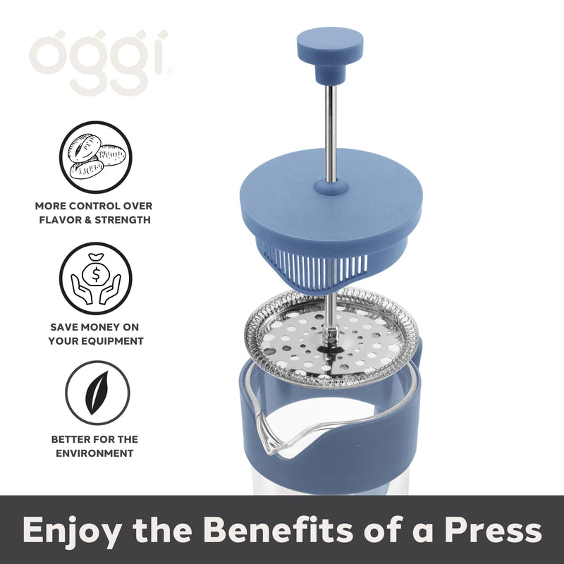 OGGI BREW French Press Coffee Maker - 5 cups Home & Kitchen Grey