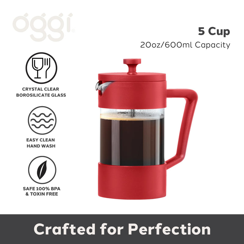 OGGI BREW French Press Coffee Maker - 5 cups Home & Kitchen Grey