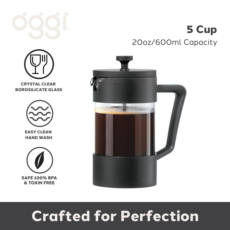 OGGI BREW French Press Coffee Maker - 5 cups Home & Kitchen Grey