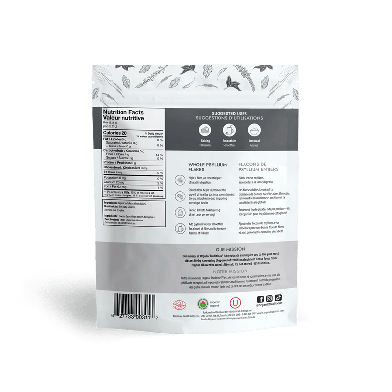 Organic Traditions - Whole Psyllium Flakes 340g Health & Wellness