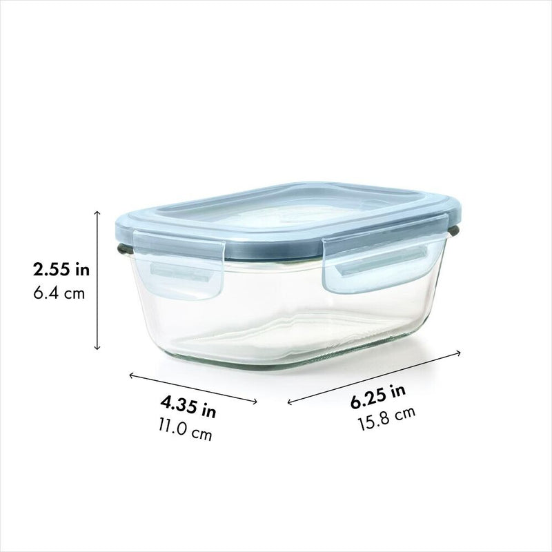 Oxo - Smart Seal 1.6-Cup Glass Rectangle Container - Arctic Blue